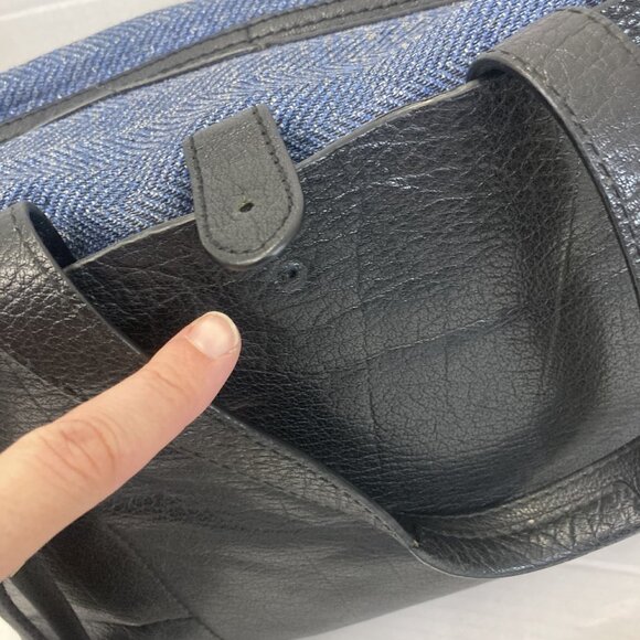 SUITSUPPLY Vintage Calf Leather Wool Bag Mens Messenger Crossbody Long Strap - Picture 9 of 16